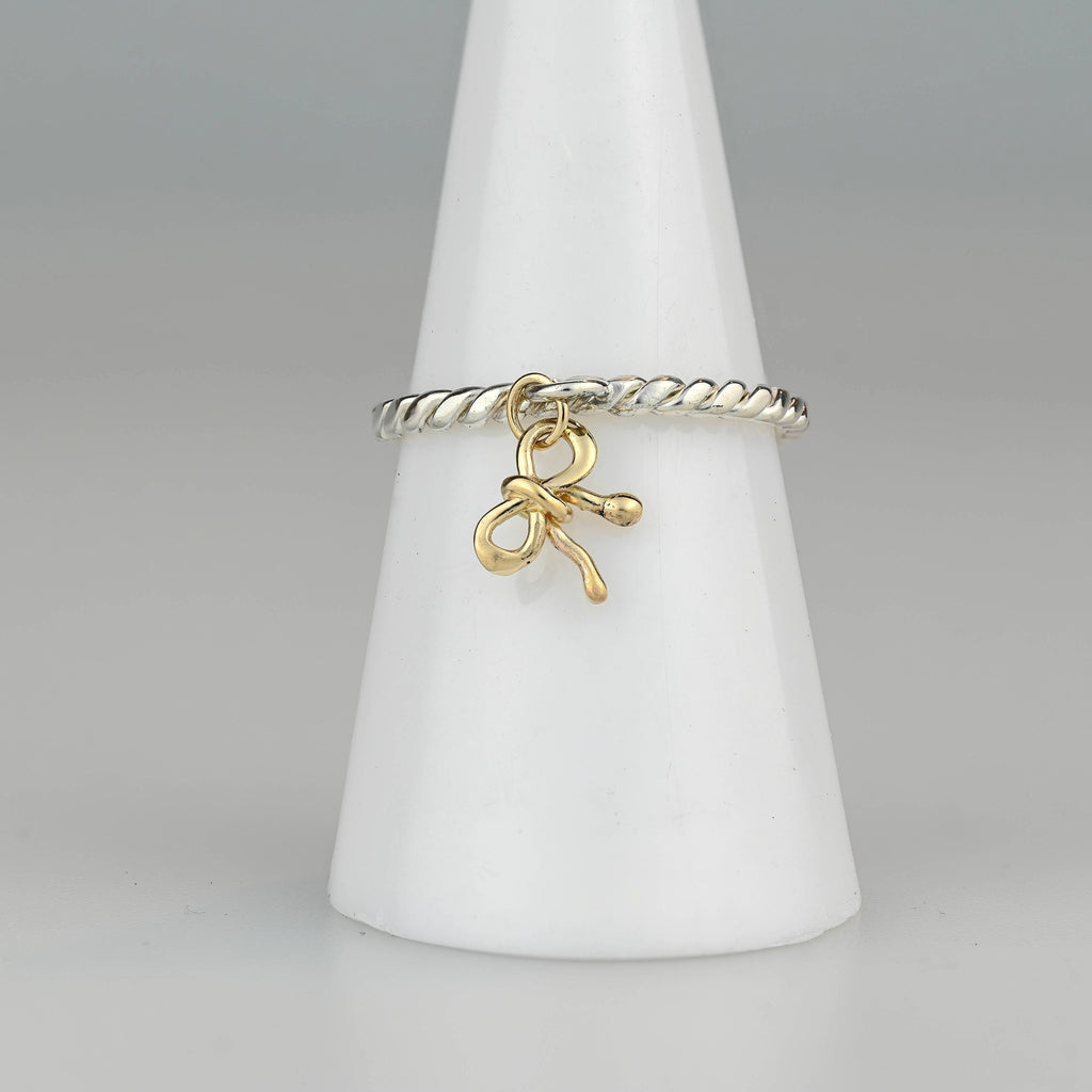 Gold Bow Charm Ring