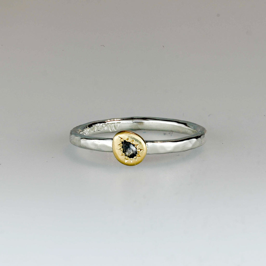 Pear shaped Salt and Pepper Stack Ring