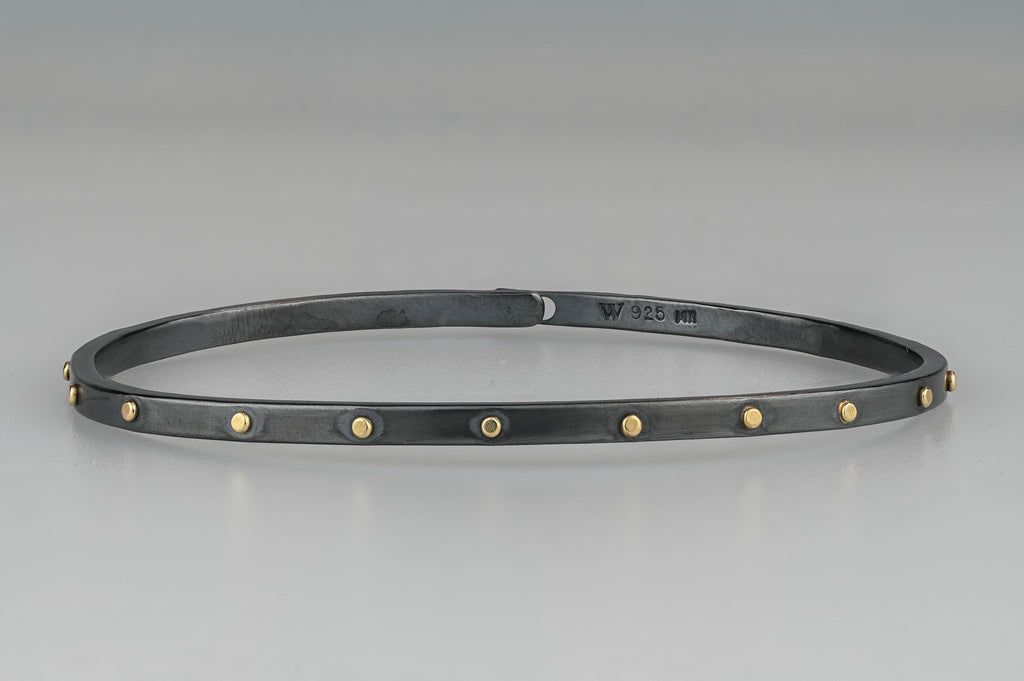 Black and Gold Skinny Stack Beach Bangle