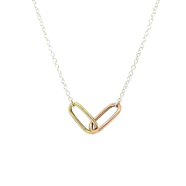 Yellow and Rose Gold Paperclip Pendant