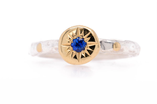 Blue Sapphire Starburst Stack Ring