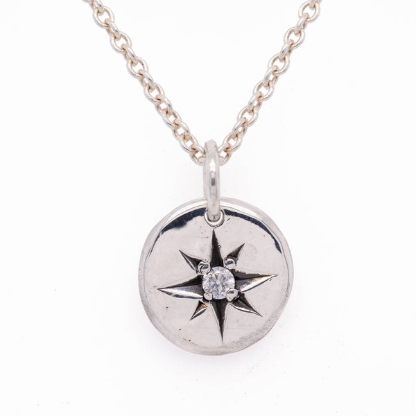 Sterling Silver Diamond Starburst Pendant