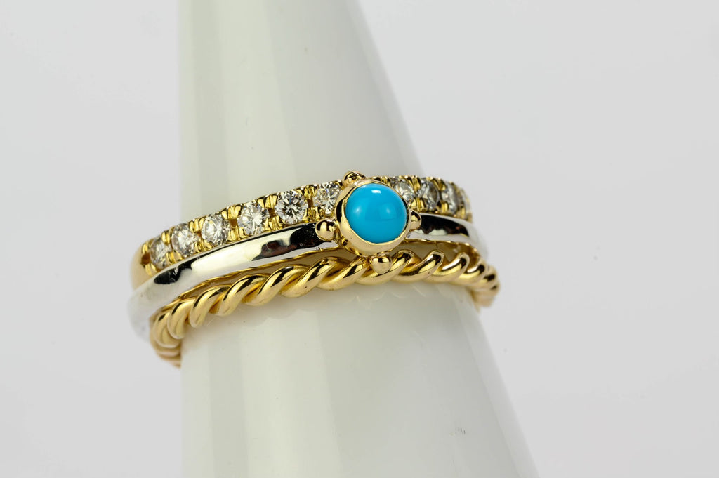 4mm Two Tone Turquoise Stack Ring