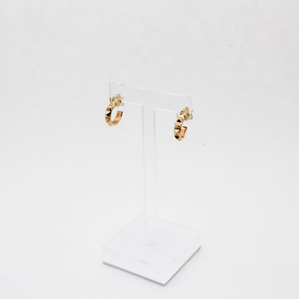 Gold Pyramid Huggie Hoop Earrings