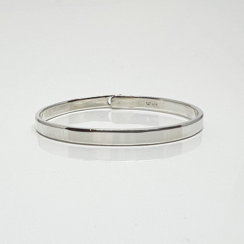 5mm Silver Beveled Edge Beach Bangle