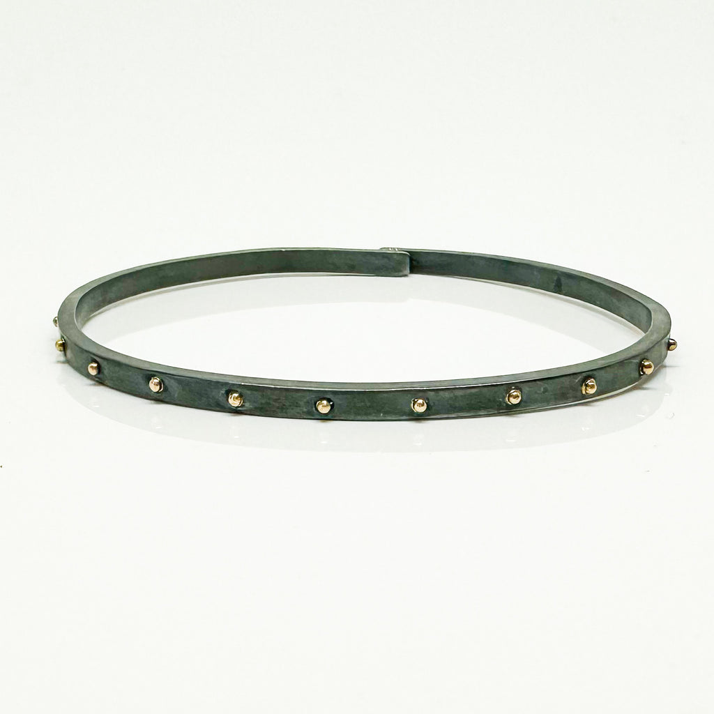 Black and Gold Skinny Stack Beach Bangle