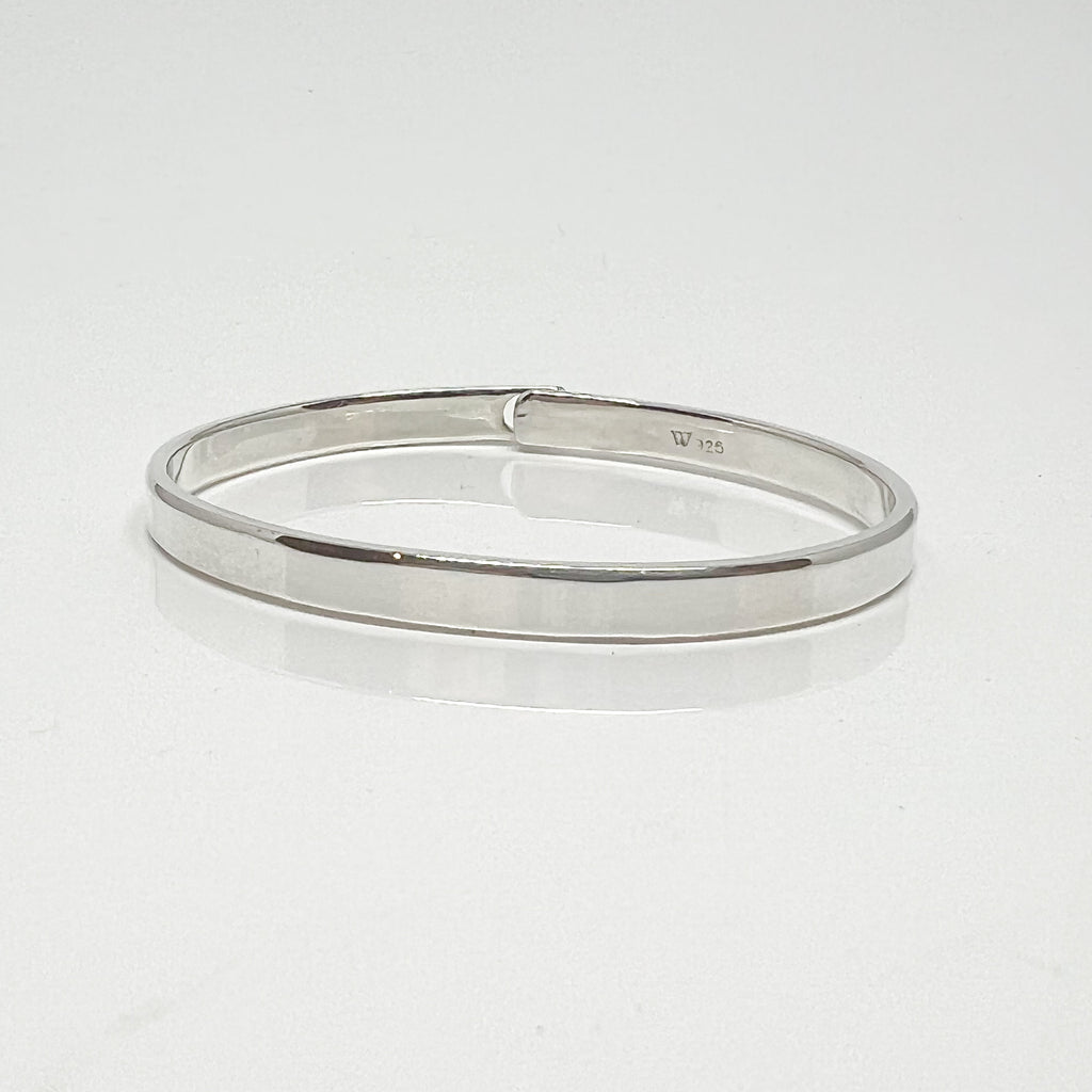 5mm Silver Beveled Edge Beach Bangle