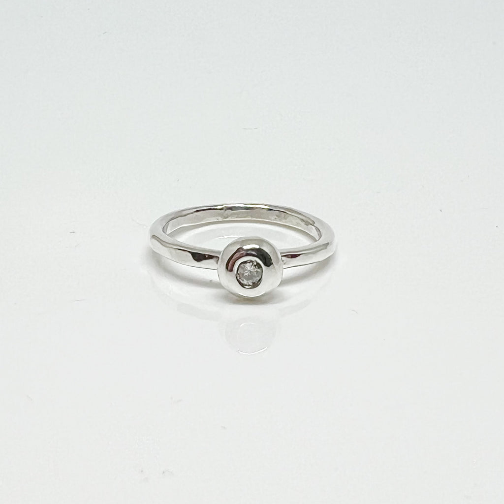 Sterling Silver Diamond Bubble Stack Ring