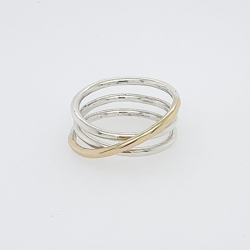14k Yellow Gold Crossover Coil Ring
