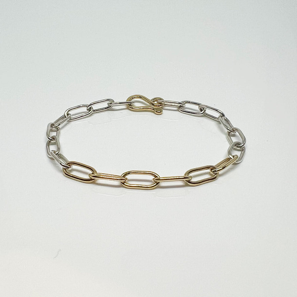 Gold Station Paperclip Chain Bracelet