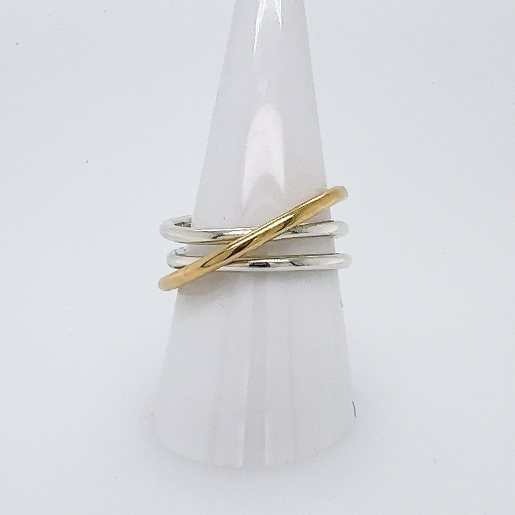 14k Yellow Gold Crossover Coil Ring