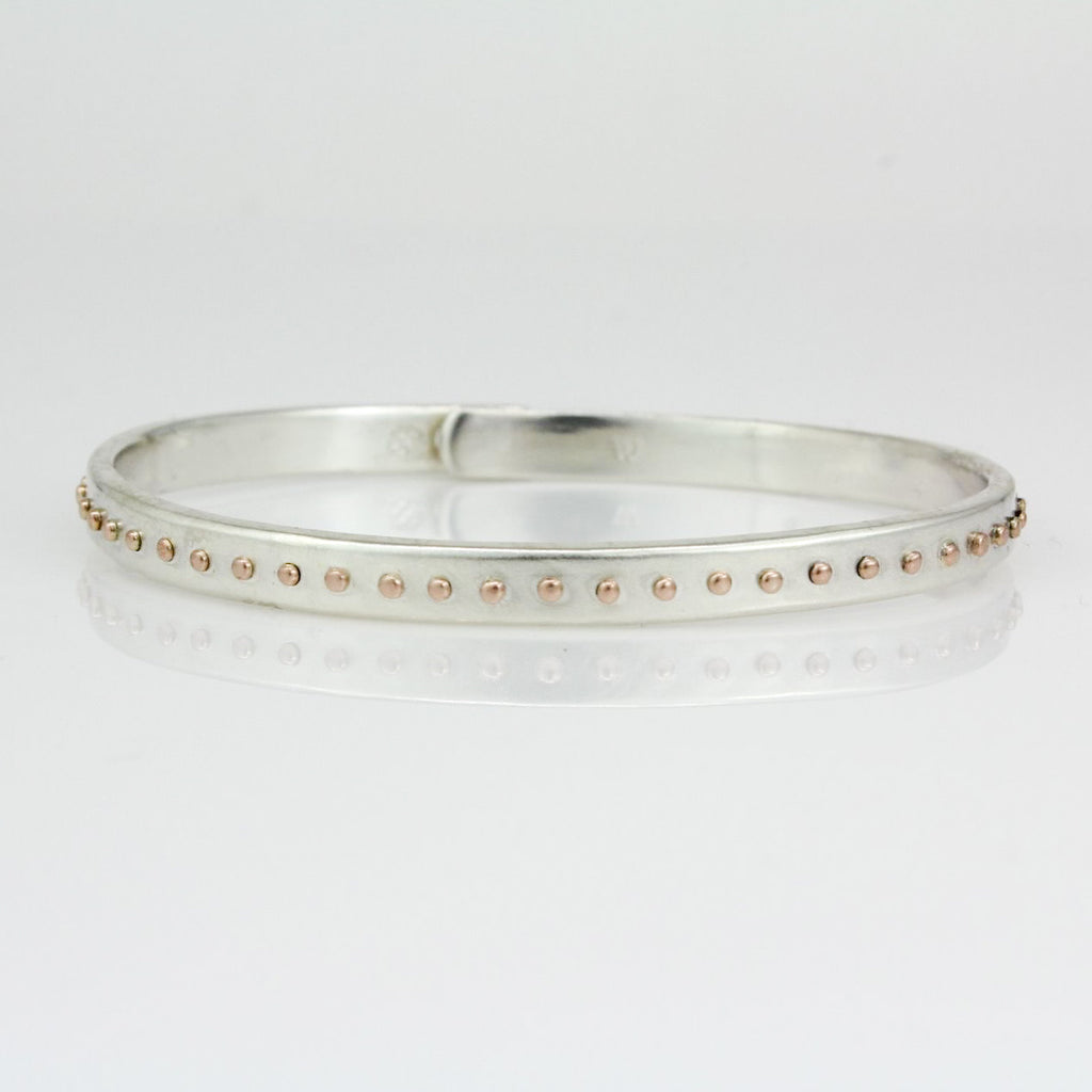 Silver and Rose Gold Ellipsis Beach Bangle