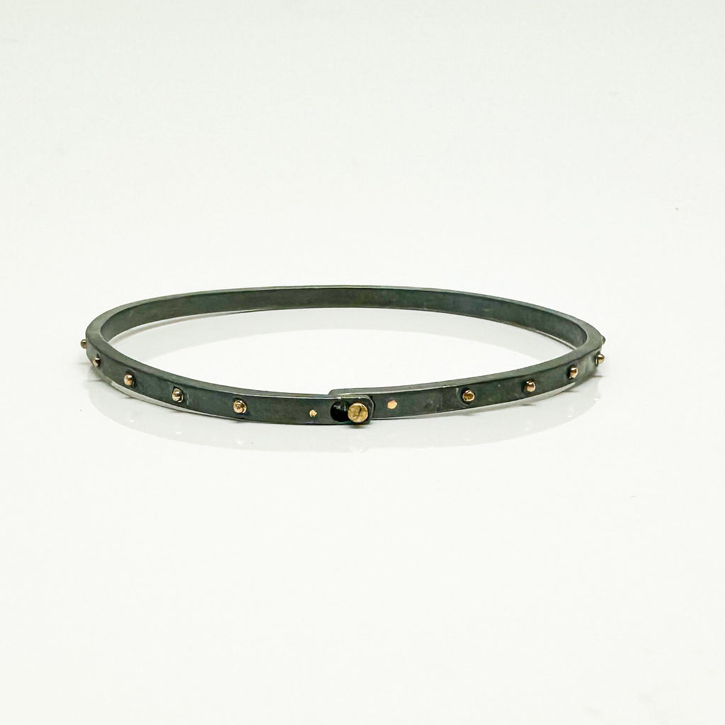 Black and Gold Skinny Stack Beach Bangle