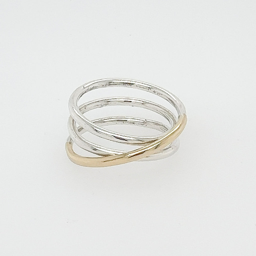 14k Yellow Gold Crossover Coil Ring
