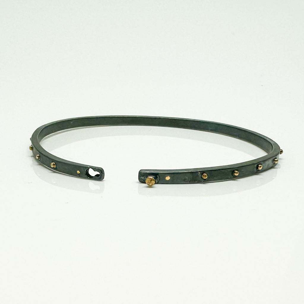 Black and Gold Skinny Stack Beach Bangle