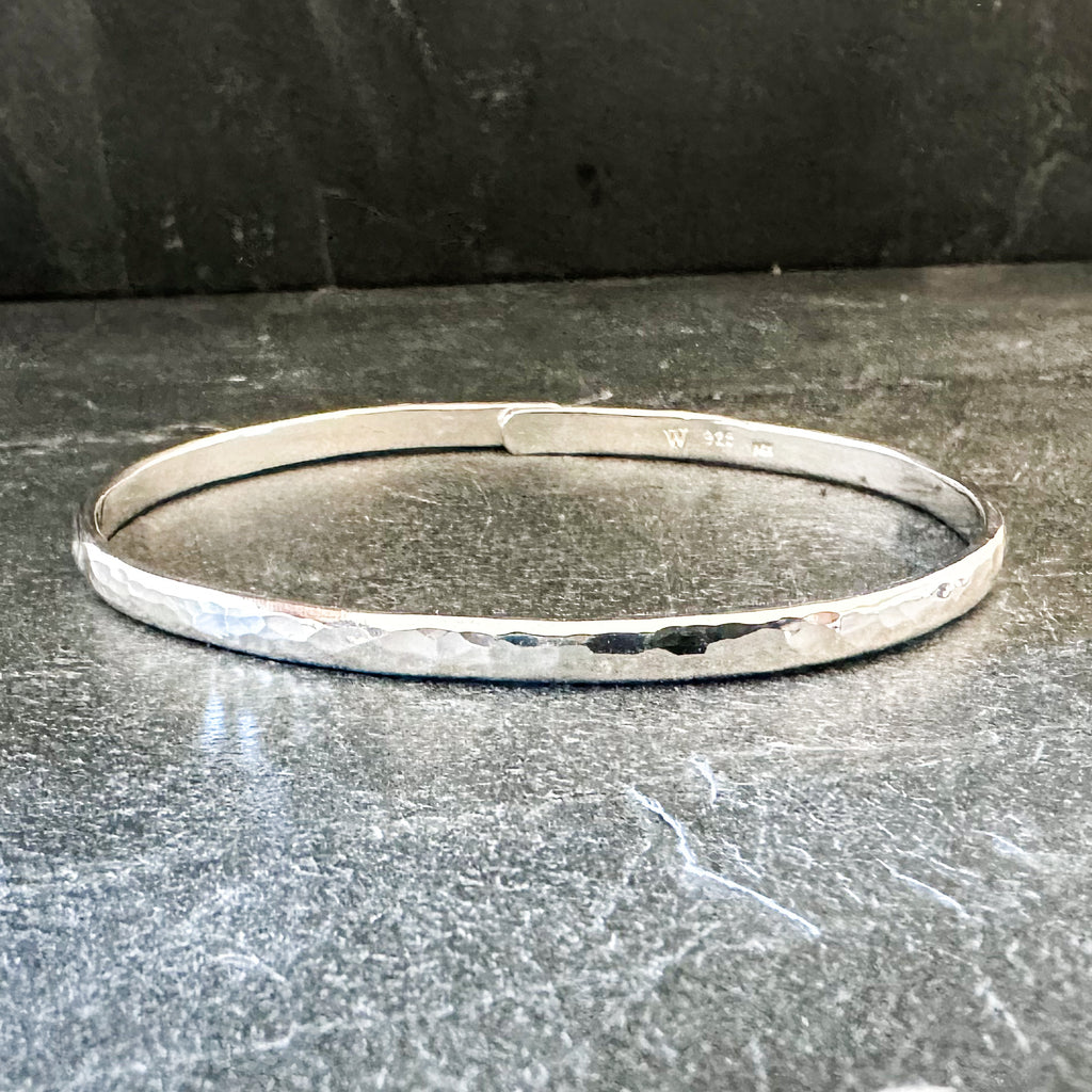 4mm Hammered Silver Beach Bangle