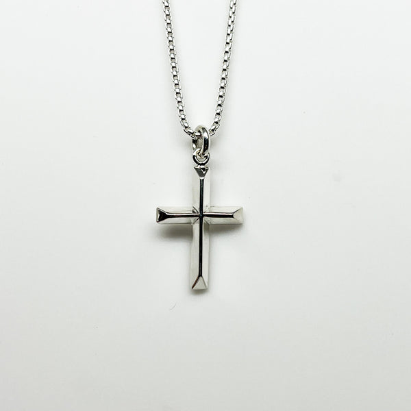 Sterling Silver Knife Edge Cross Necklace