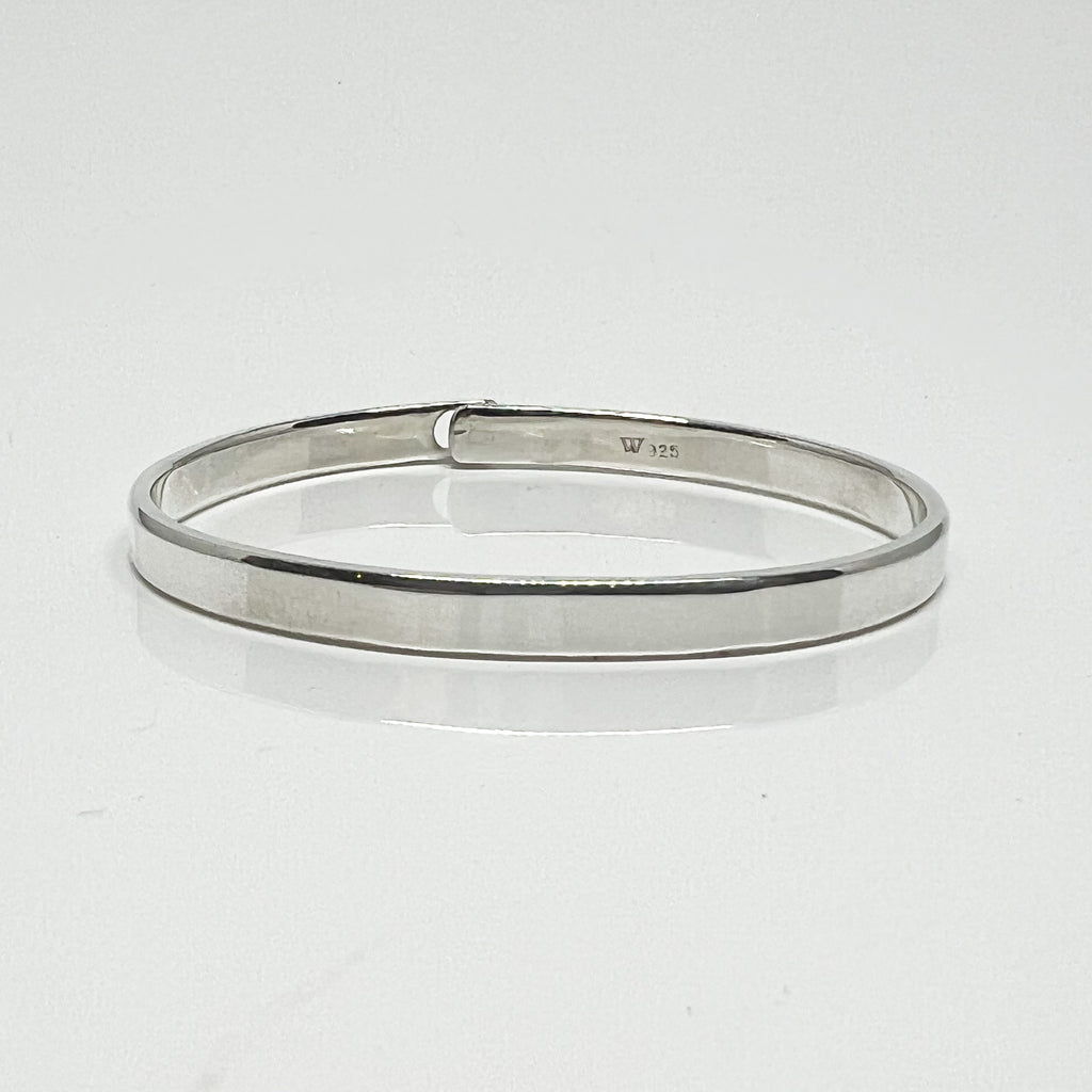 5mm Silver Beveled Edge Beach Bangle