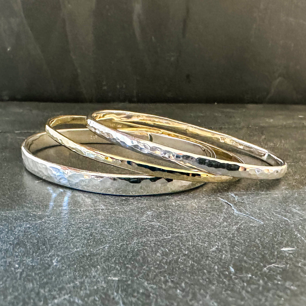 4mm Hammered Silver Beach Bangle