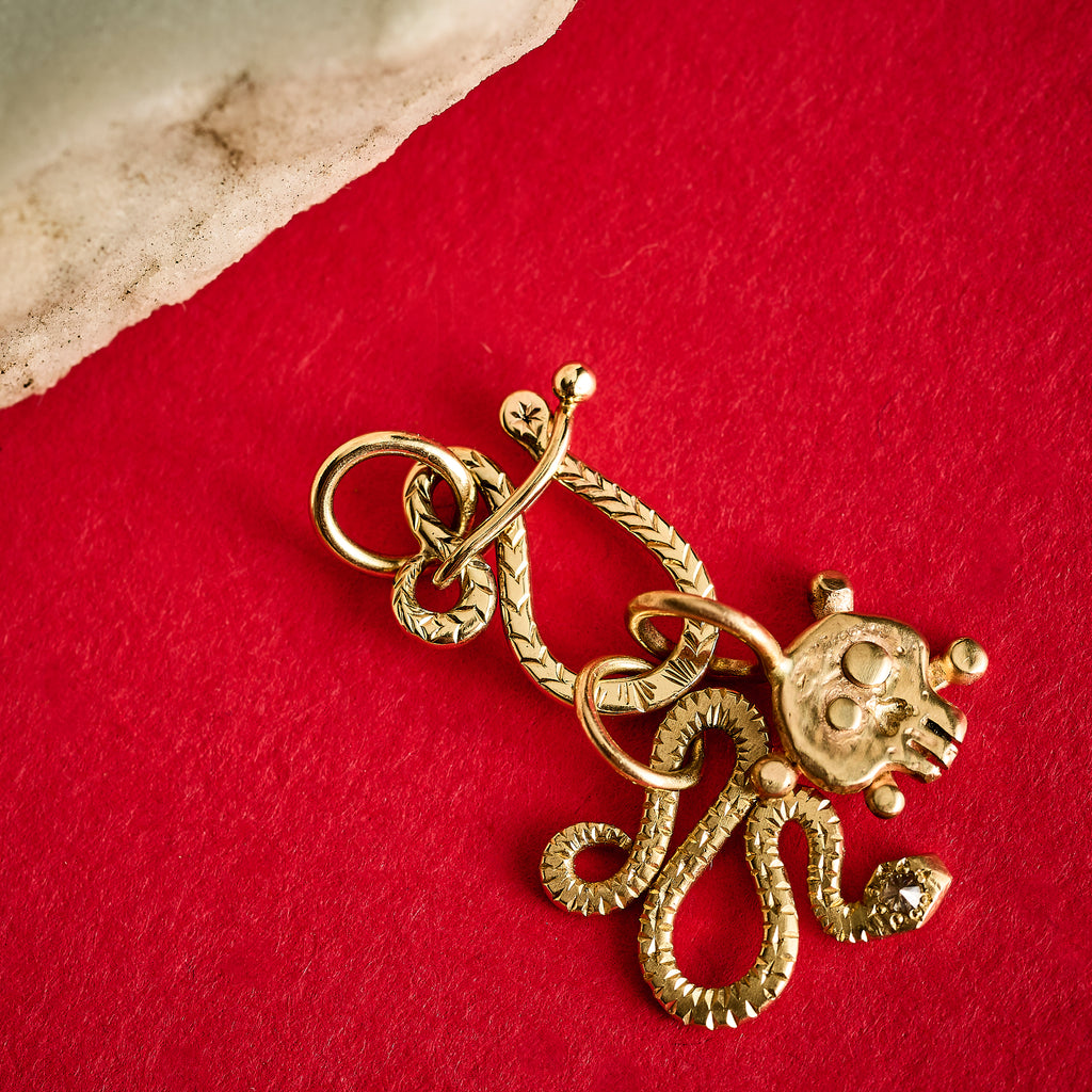 14k Diamond Snake Charm