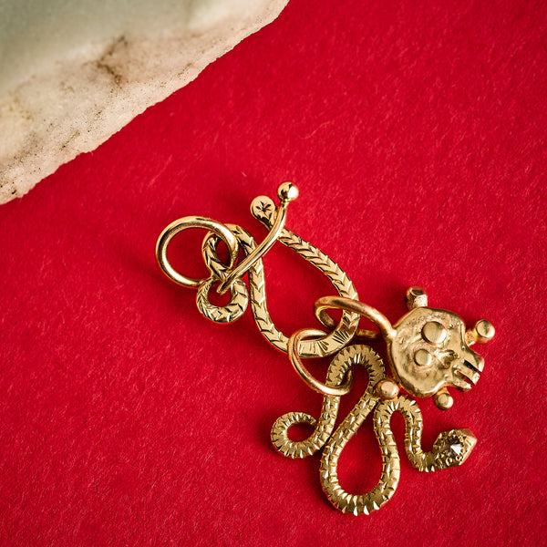 14k Diamond Snake Charm