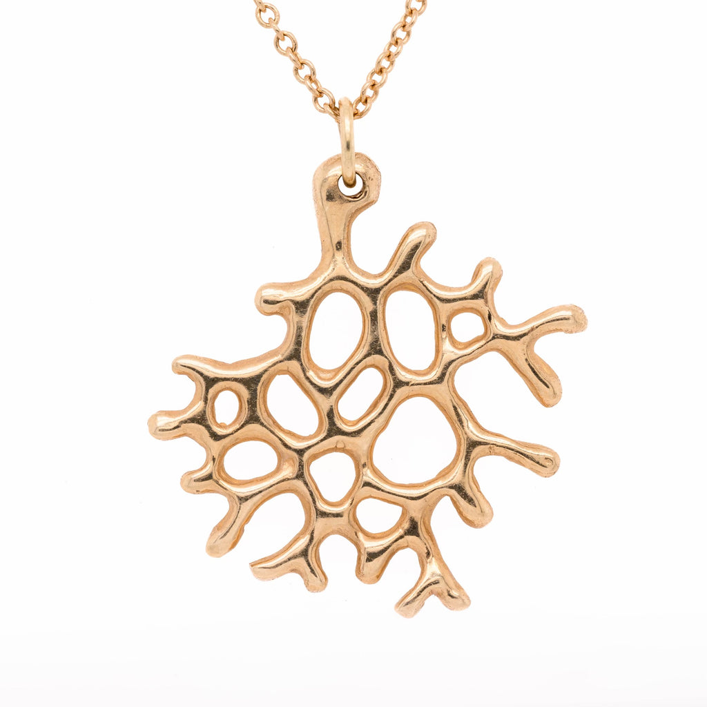 Small Freeform Sea Fan Necklace- 14k Yellow Gold
