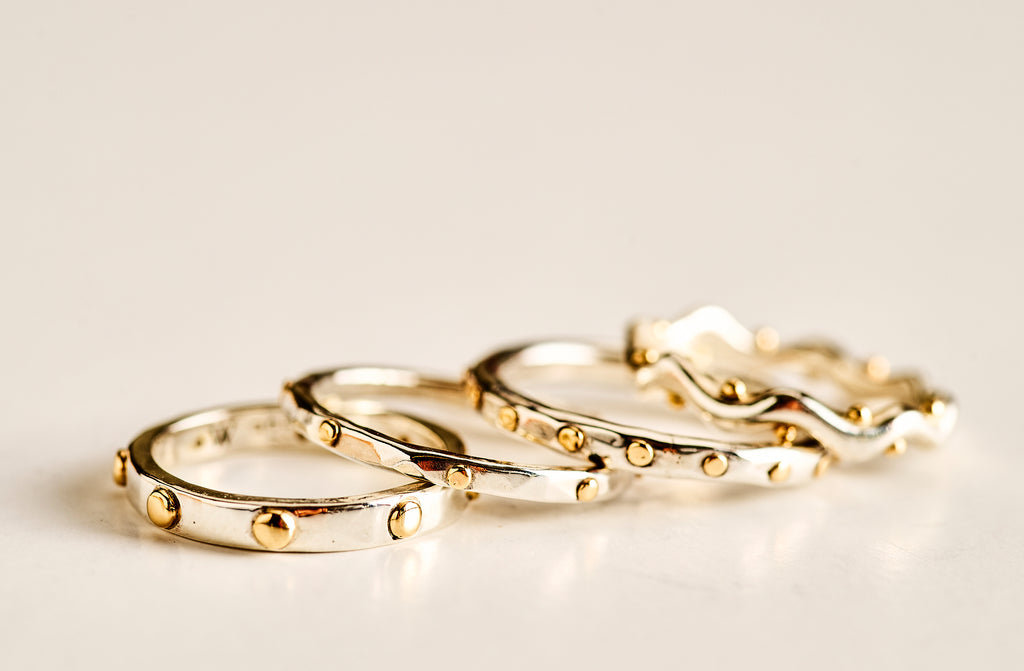 Silver and Gold Accent Stack Ring