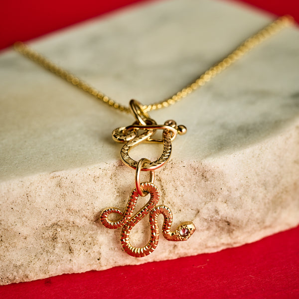 14k Diamond Snake Charm