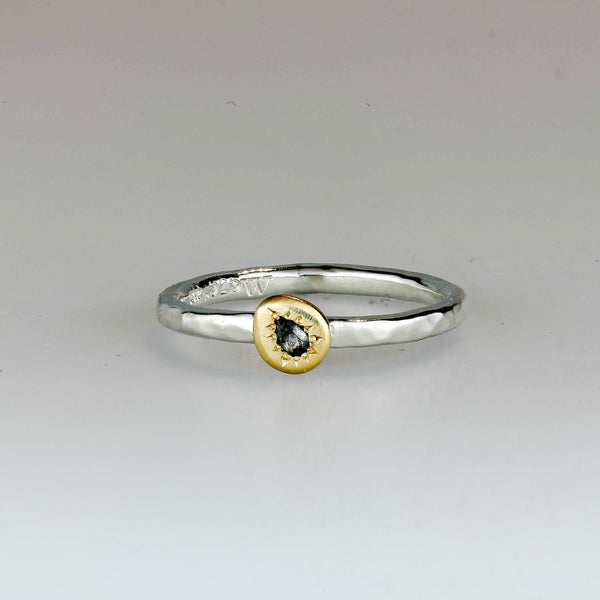 Pear shaped Salt and Pepper Stack Ring