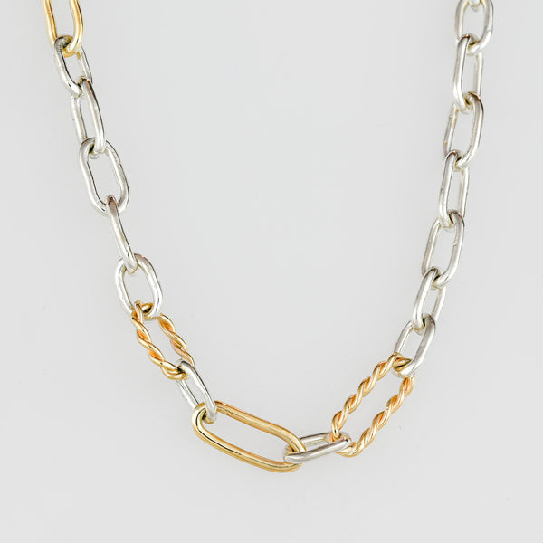 Mixed metal handmade chain