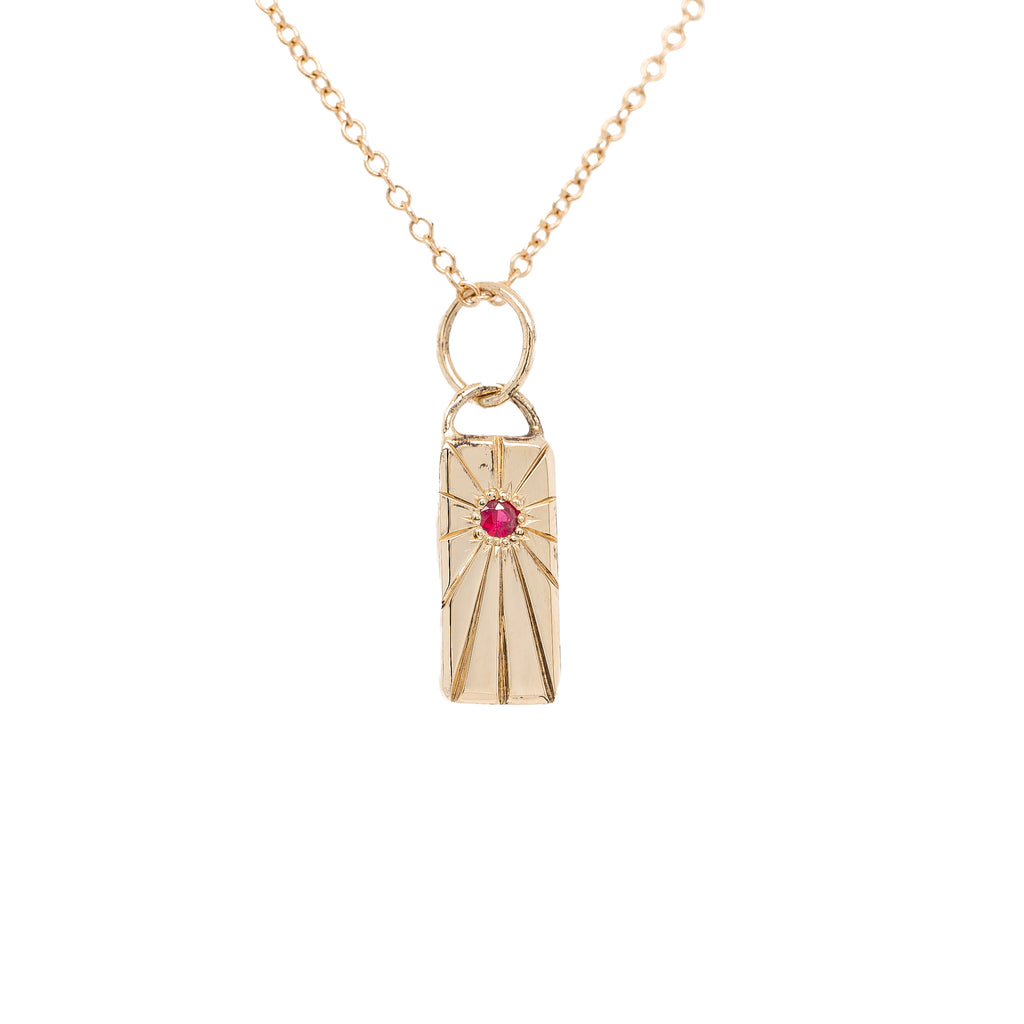 14k Ruby Sunrise Tag