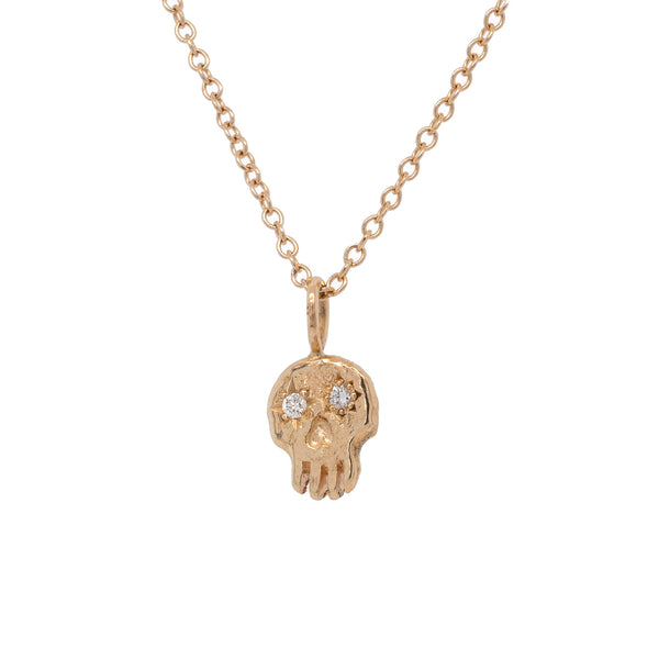 14k Diamond Skull Pendant