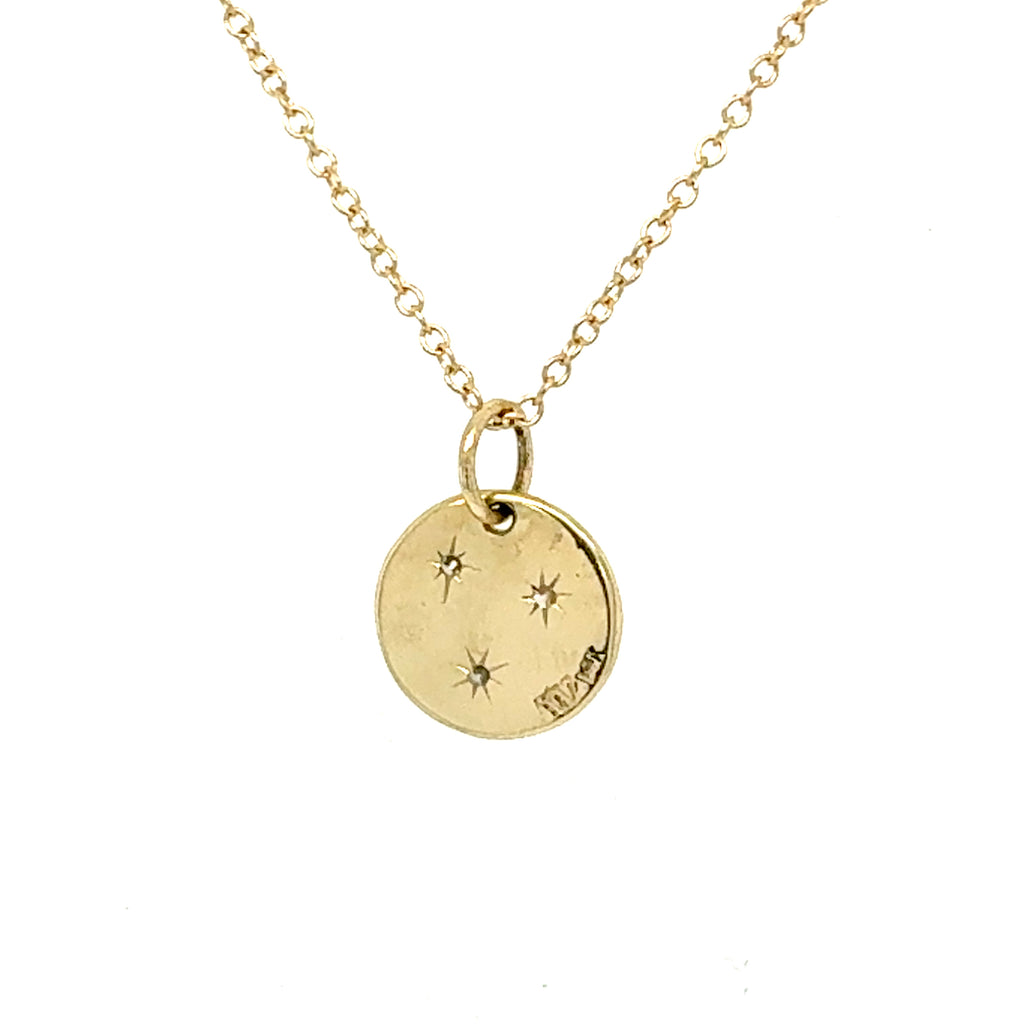 14k Gold Starburst Disc Necklace