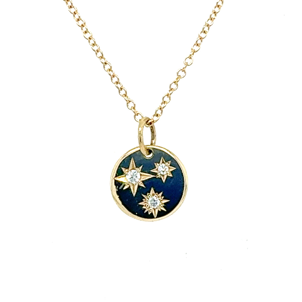 14k Gold Starburst Disc Necklace