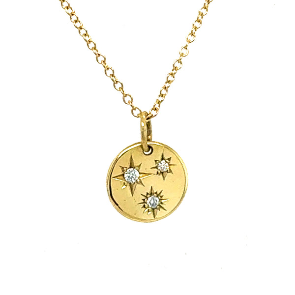 14k Gold Starburst Disc Necklace