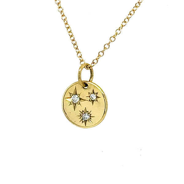 14k Gold Starburst Disc Necklace