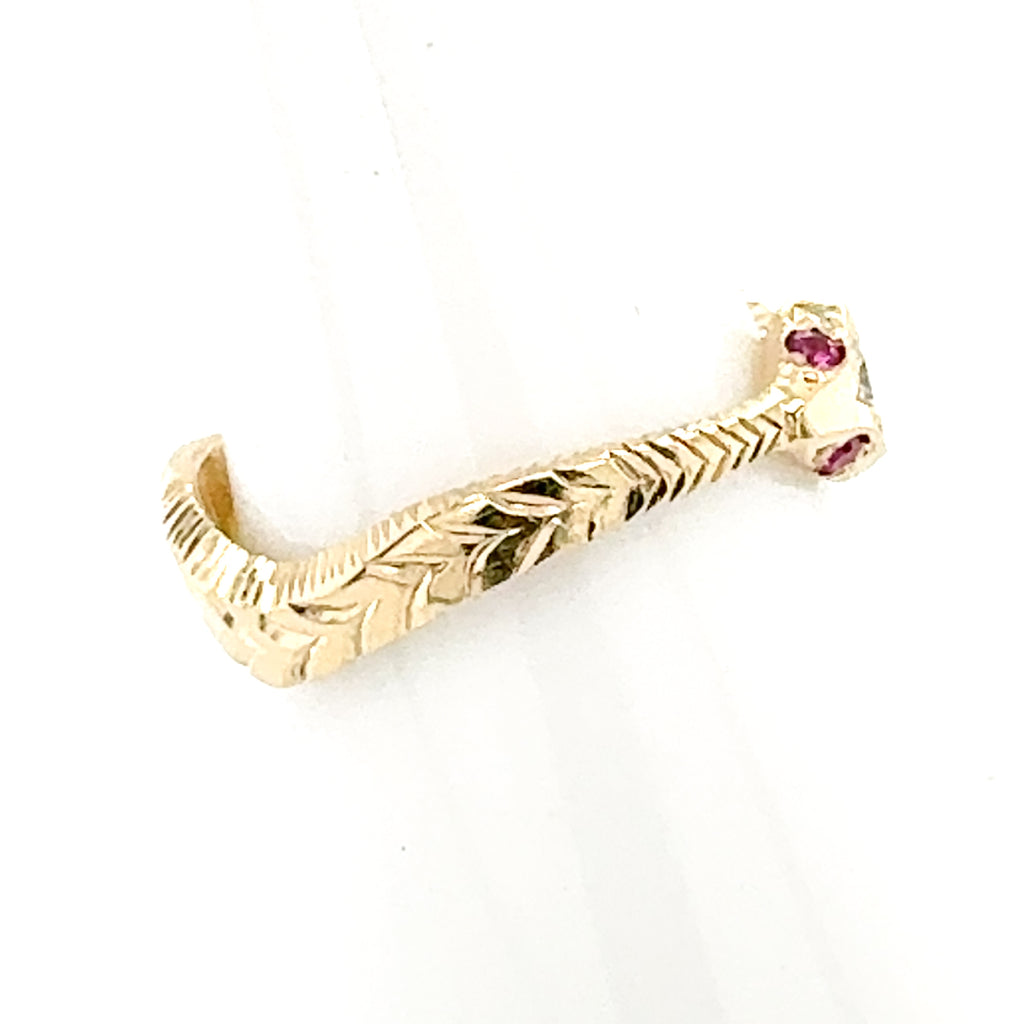 14k Gold Ruby and Diamond Snake Ring