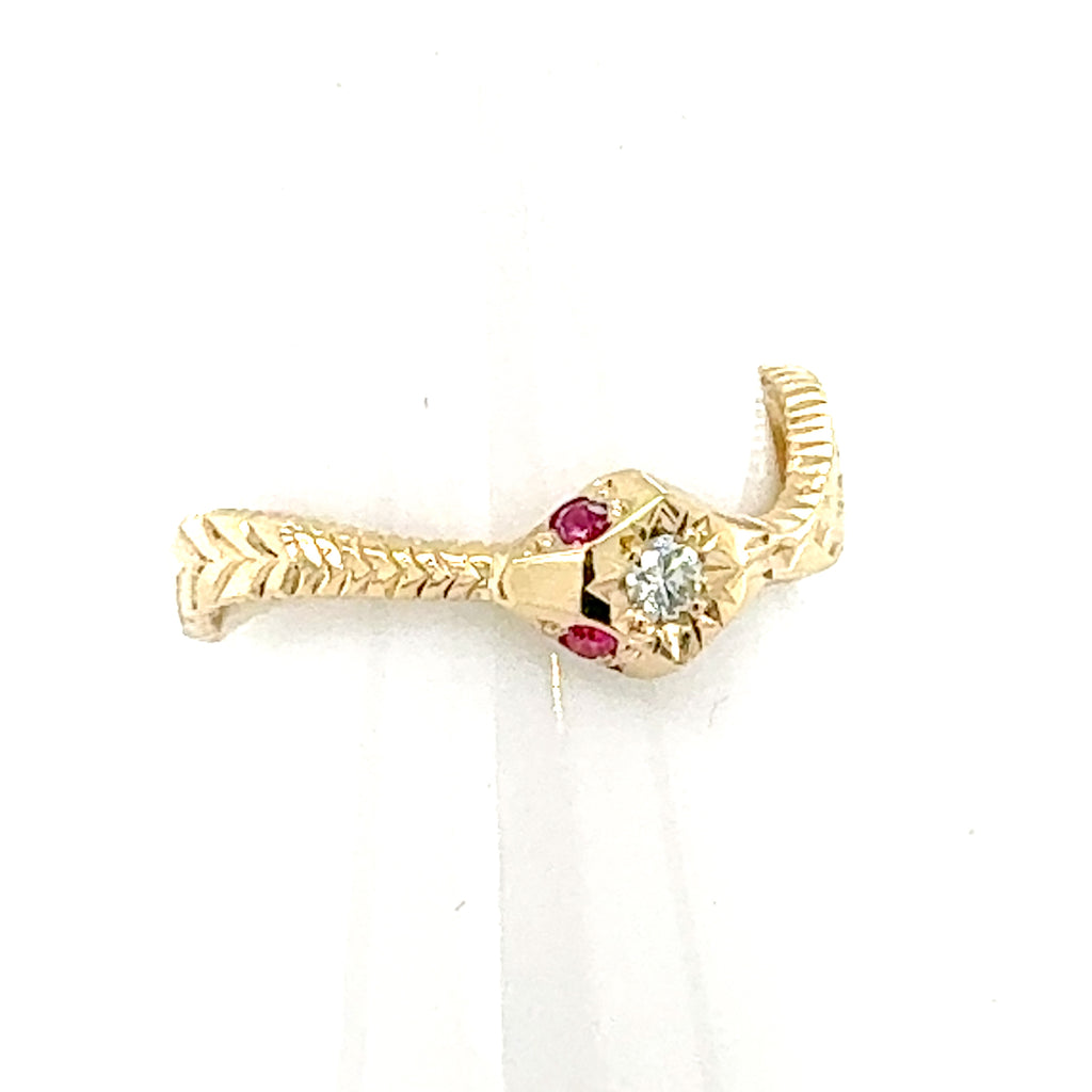 14k Gold Ruby and Diamond Snake Ring