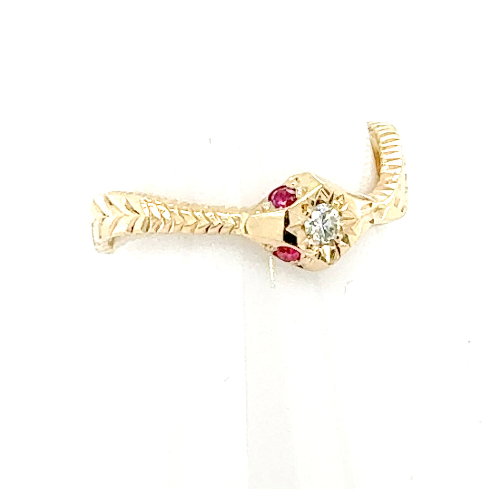 14k Gold Ruby and Diamond Snake Ring