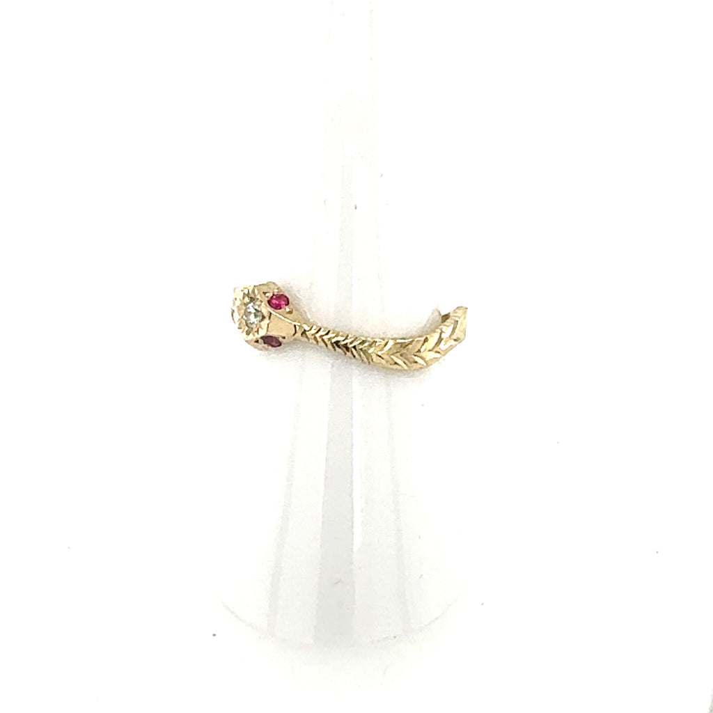 14k Gold Ruby and Diamond Snake Ring