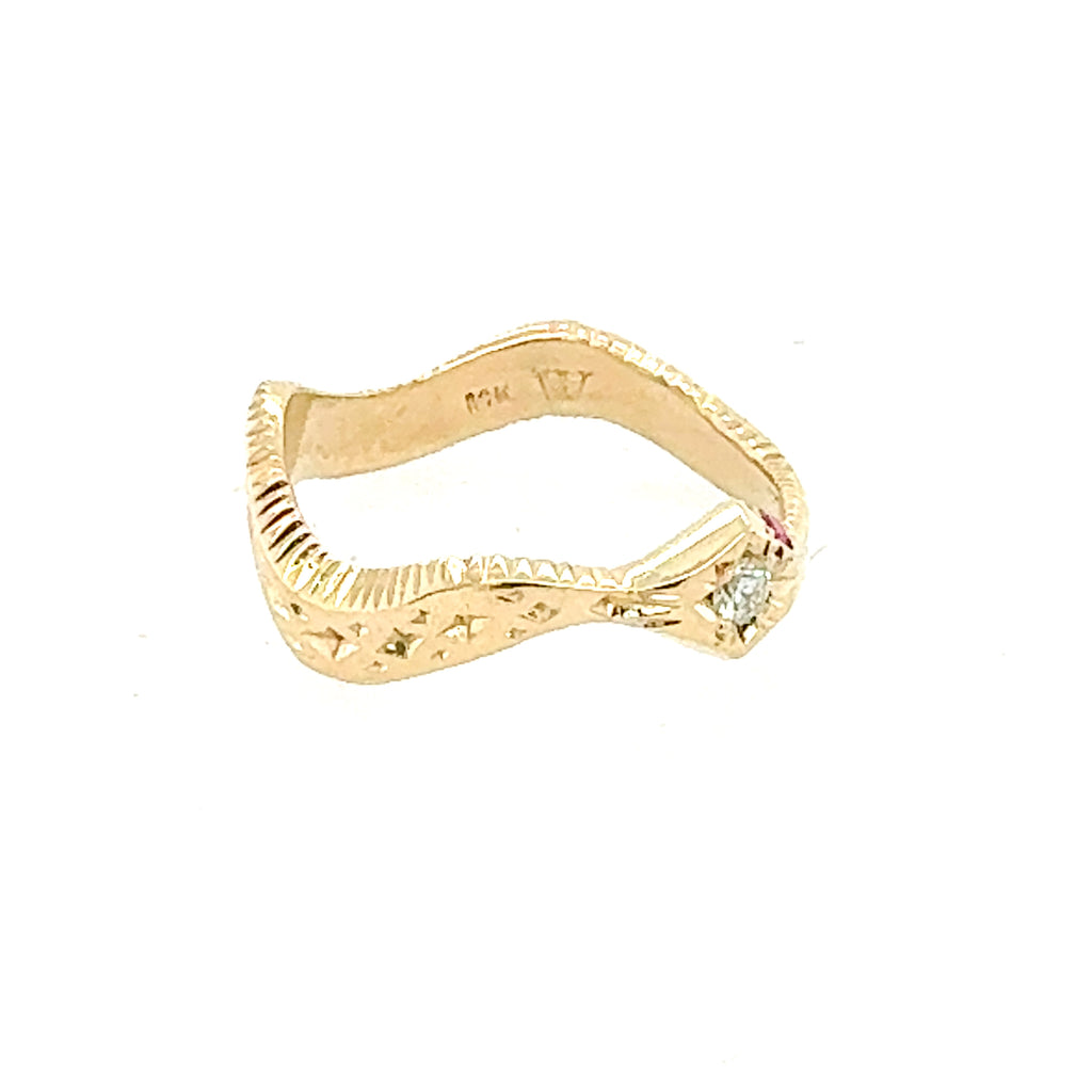 14k Gold Ruby and Diamond Snake Ring