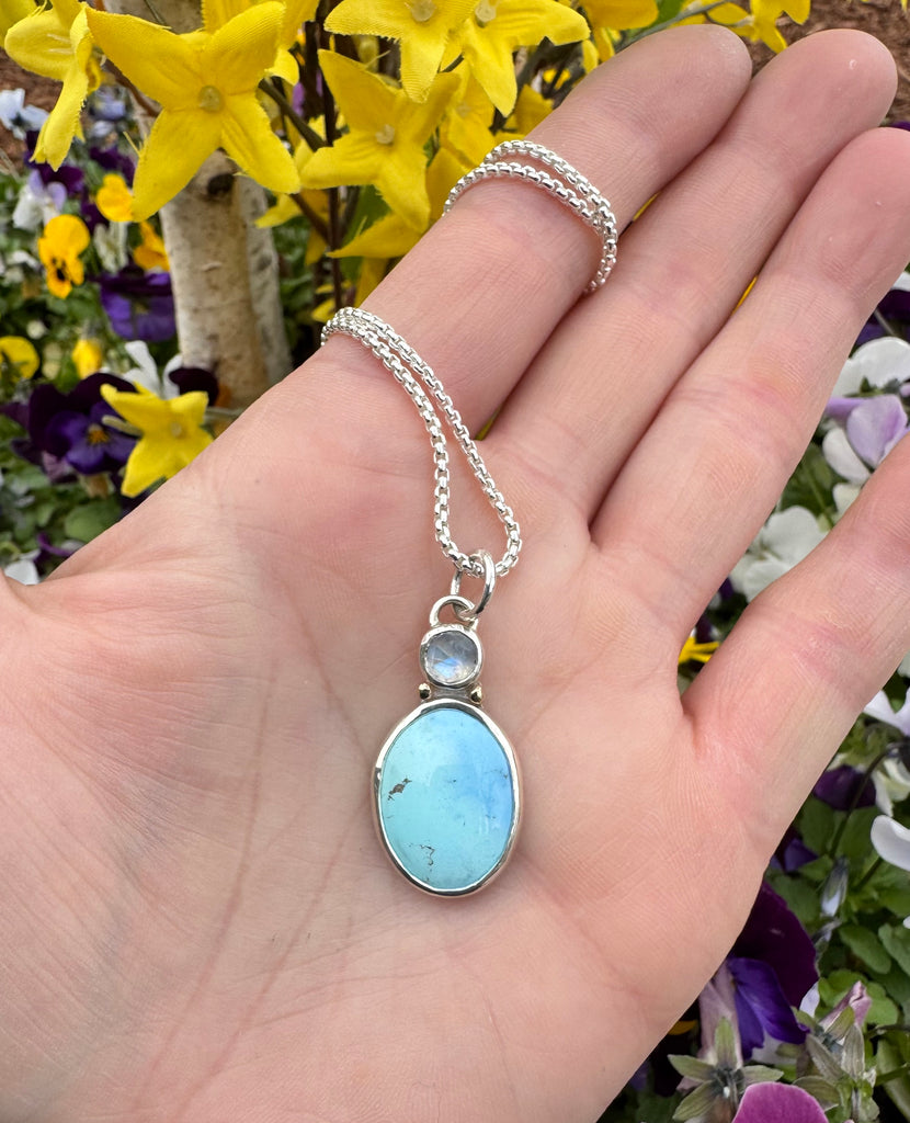 Moonstone and Turquoise Duo Necklace