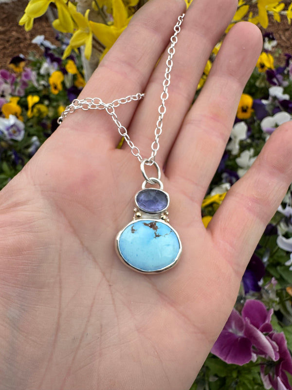Tanzanite and Turquoise Duo Necklace