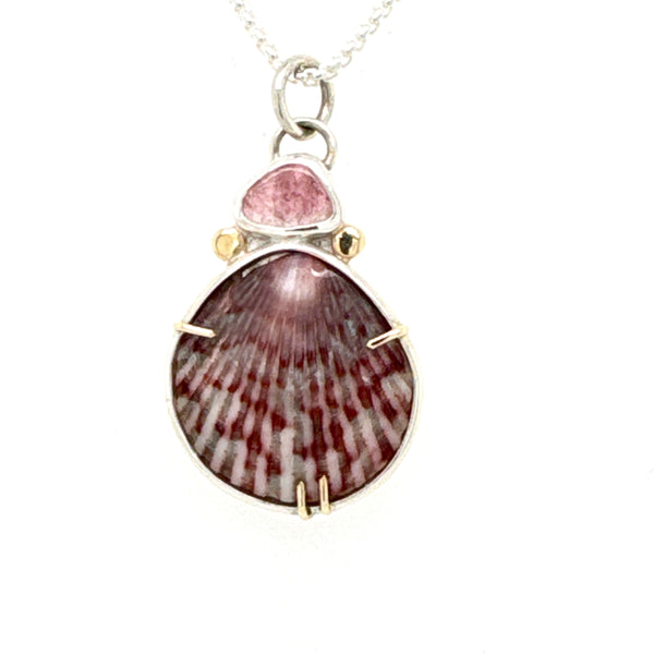 Pink Tourmaline and Shell Necklace