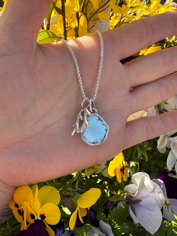 Turquoise and Coral Charm Necklace