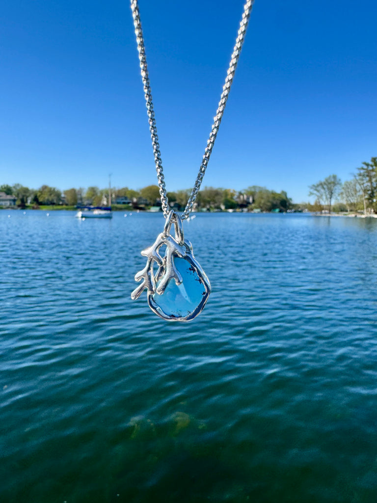 Turquoise and Coral Charm Necklace