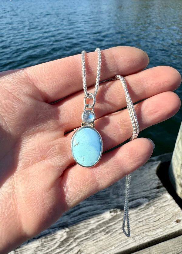 Moonstone and Turquoise Duo Necklace