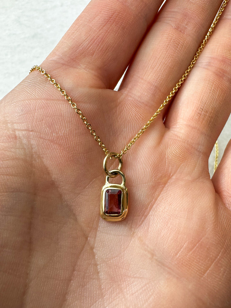 Pink Tourmaline Emerald Cut Pendant