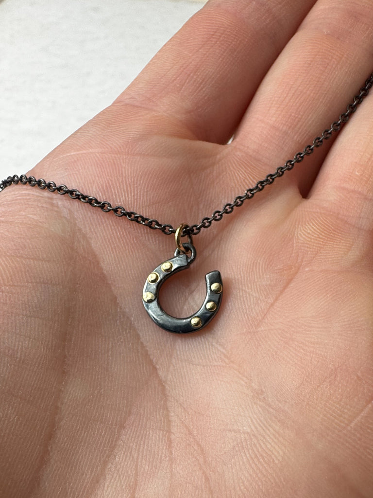 Black and Gold Horseshoe Necklace