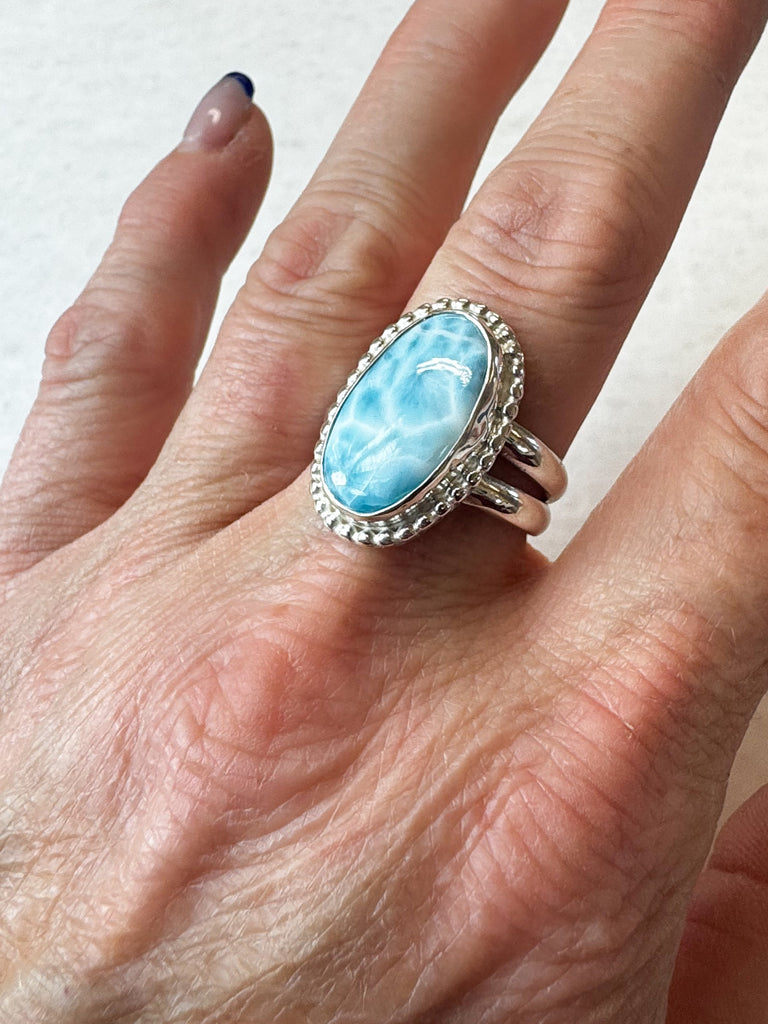 Larimar Oval Statement ring